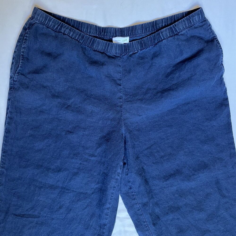 J.Jill Love Linen Navy Blue Wide Leg Elastic Waist Pants Women Large L Missy - Picture 9 of 12